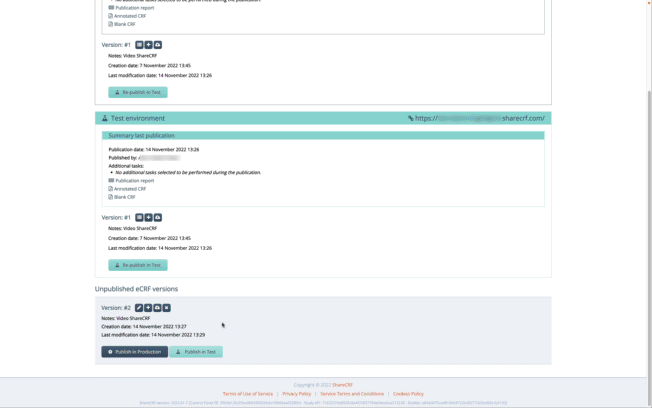 Publising a new version on indepent test environment